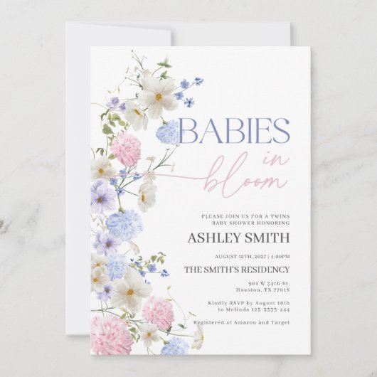 Baby's in bloei uitnodiging | tweelingziel Baby sh (Voorkant)