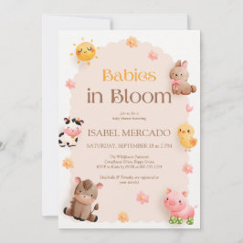 Baby's in Bloom Boerderijdieren Baby shower Kaart