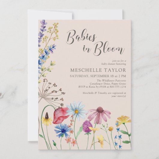 Baby's in Bloom Country Wildflower Baby shower Kaart (Voorkant)
