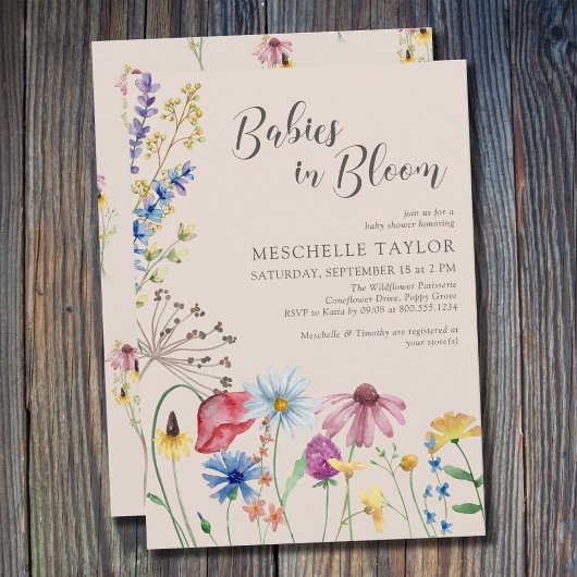 Baby's in Bloom Country Wildflower Baby shower Kaart