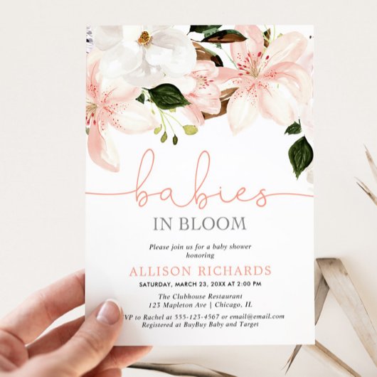 Baby's in Bloom liegen twee meisjes baby shower Kaart