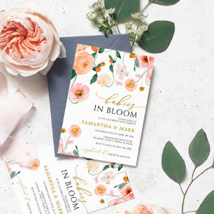 Baby's in Bloom Poppies Flowers Twins Baby shower Kaart