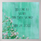 Baby's in Bloom Spring Twins Baby shower Poster (Voorkant)