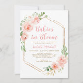 Baby's in Bloom Twins Baby shower Invitation Kaart (Voorkant)