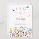 Baby's in Bloom Wildflower Twin Douche Uitnodiging (Voorkant)