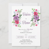 Baby's in het Baby shower Bloom Paarse roze bloeme Kaart (Voorkant)