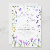 Baby's in het Paarse bloem-Baby shower met tweelin Kaart (Voorkant)