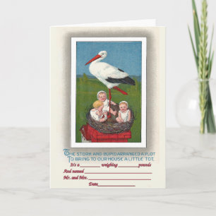 Baby's in Stork Nest Geboorteaankondiging Aankondiging