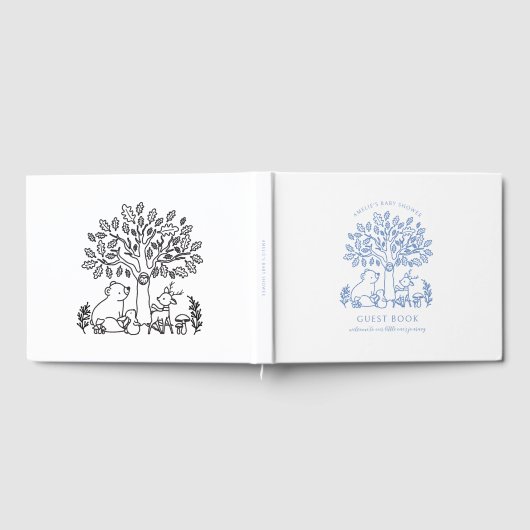 Baby's Journey Blue Woodland Animals Baby shower Gastenboek (Volledig)