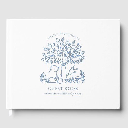 Baby's Journey Blue Woodland Animals Baby shower Gastenboek (Voorkant)