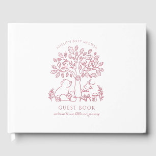 Baby's Journey Pink Woodland Animals Baby shower Gastenboek