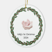 Baby's (Kelly's) 1st Christmas Custom Babies Naam Keramisch Ornament (Links)