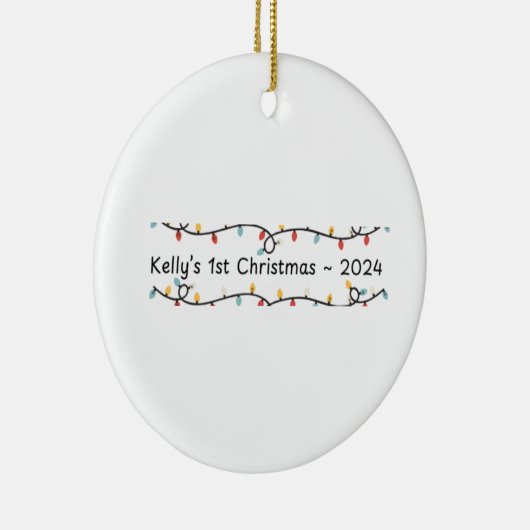 Baby's (Kelly's) 1st Christmas Custom Baby's Naam Keramisch Ornament (Rechts)