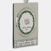 Baby's (Kelly's) 1st Christmas Custom Baby's Naam Verzilverd Banner Ornament (Rechts)