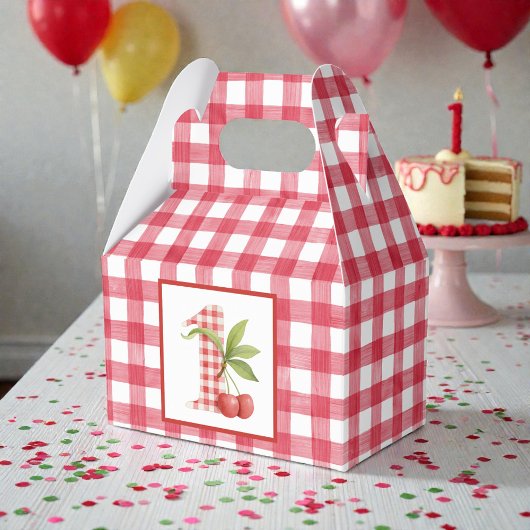 Baby's Kers Eerste Rode Gingham Verjaardag Bedankdoosjes