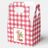 Baby's Kers Eerste Rode Gingham Verjaardag Bedankdoosjes (Geopend)