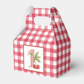 Baby's Kers Eerste Rode Gingham Verjaardag Bedankdoosjes (Voorkant Zijde)