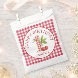 Baby's Kers Eerste Rode Gingham Verjaardag  Bedankzakje
