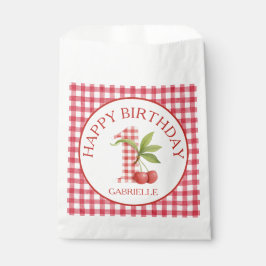 Baby's Kers Eerste Rode Gingham Verjaardag  Bedankzakje