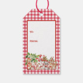 Baby's Kers Eerste Rode Gingham Verjaardag Cadeaulabel (Achterkant)