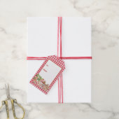 Baby's Kers Eerste Rode Gingham Verjaardag Cadeaulabel (Met Touw)