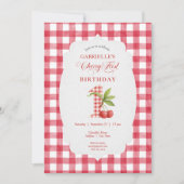 Baby's Kers Eerste Rode Gingham Verjaardag Kaart (Voorkant)