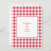 Baby's Kers Eerste Rode Gingham Verjaardag Kaart (Achterkant)