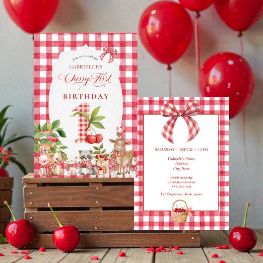 Baby's Kers Eerste Rode Gingham Verjaardag Kaart