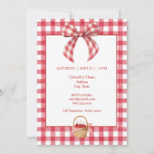 Baby's Kers Eerste Rode Gingham Verjaardag Kaart (Achterkant)
