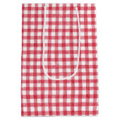 Baby's Kers Eerste Rode Gingham Verjaardag Medium Cadeauzakje (Achterkant)