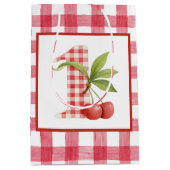 Baby's Kers Eerste Rode Gingham Verjaardag Medium Cadeauzakje (Voorkant)