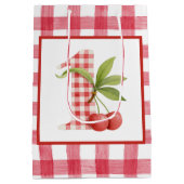 Baby's Kers Eerste Rode Gingham Verjaardag Medium Cadeauzakje (Achterkant)
