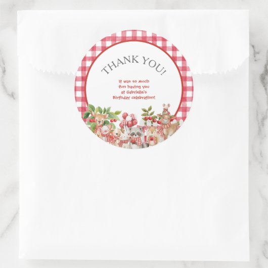 Baby's Kers Eerste Rode Gingham Verjaardag Ronde Sticker (Tas)