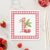 Baby's Kers Eerste Rode Gingham Verjaardag Servet (Insitu)