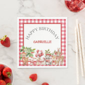 Baby's Kers Eerste Rode Gingham Verjaardag Servet (Insitu)