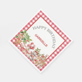 Baby's Kers Eerste Rode Gingham Verjaardag Servet (Hoek)