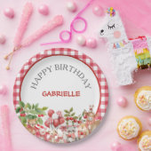 Baby's Kers Eerste Rood Geruit Verjaardag Papieren Bordje (Feest)