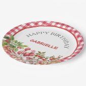 Baby's Kers Eerste Rood Geruit Verjaardag Papieren Bordje (Gekanteld)