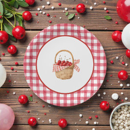 Baby's Kers Eerste Rood Gingham Verjaardag Papieren Bordje