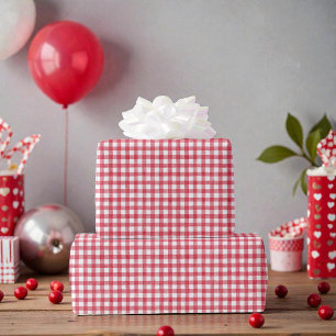 Baby's Kersrode Eerste Rode Gingham Verjaardag Cadeaupapier