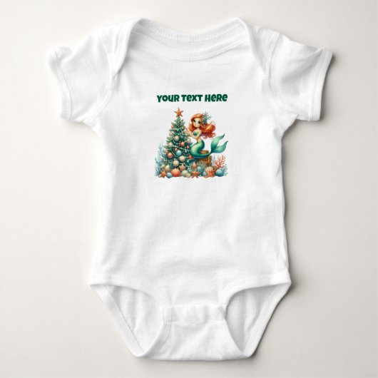 Baby's Kerst Zeemeermin Bodysuit - Gepersonaliseer (Voorkant)