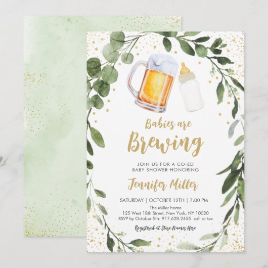 Baby's kweken groen Baby shower met twee maten Kaart (Voorkant / Achterkant)