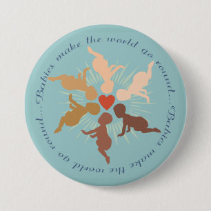 Baby's Mandala op Robin's Egg Blue Ronde Button 7,6 Cm