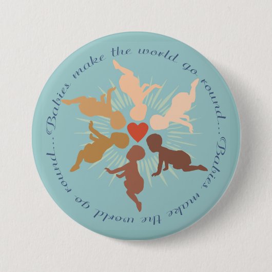Baby's Mandala op Robin's Egg Blue Ronde Button 7,6 Cm (Voorkant)