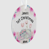 Baby's Meisje Eerste Kerstmis 2023 Gepersonaliseer Ornament (voorkant)