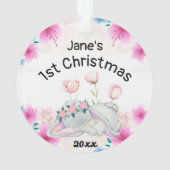 Baby's Meisje Eerste Kerstmis 2023 Gepersonaliseer Ornament (achterkant)