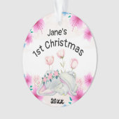 Baby's Meisje Eerste Kerstmis 2023 Gepersonaliseer Ornament (voorkant)