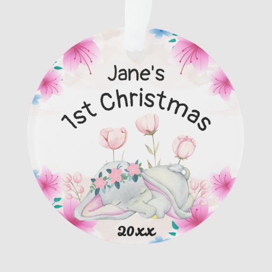 Baby's Meisje Eerste Kerstmis 2023 Gepersonaliseer Ornament (voorkant)