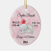 Baby's Meisje Eerste Kerstmis Olifant Custom Foto Keramisch Ornament (Rechts)