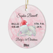 Baby's Meisje Eerste Kerstmis Olifant Custom Foto Keramisch Ornament (Links)